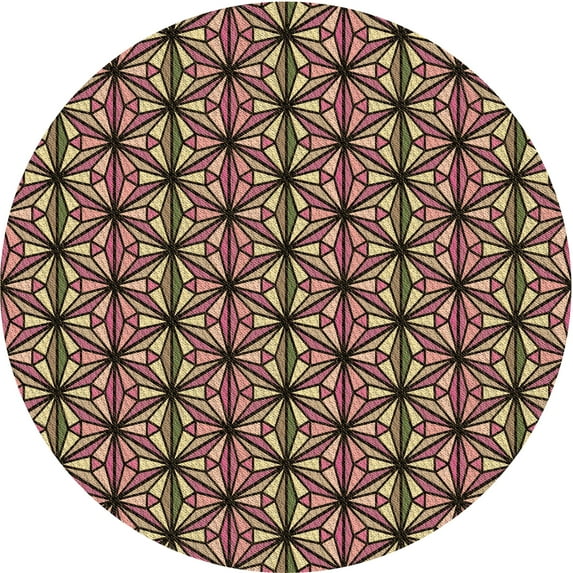 Ahgly Company Machine Washable Indoor Round Transitional Brown Sand Brown Area Rugs, 5' Round