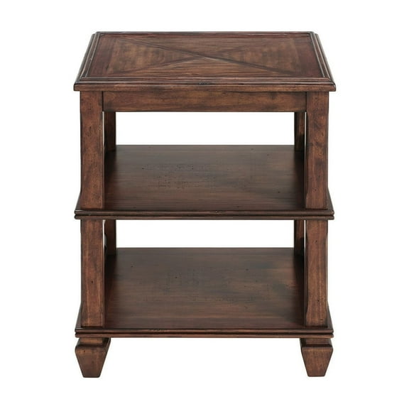 Alaterre Furniture Stockbridge 21" Square Wood End Table with Two Shelves