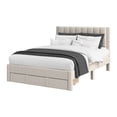thumbnail image 2 of CorLiving Metro Beige Channel Tufted Upholstered Storage Platform Bed in Full/Double, Queen, and King, 2 of 9