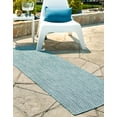 thumbnail image 3 of Unique Loom Outdoor Solid Collection Area Rug (2' x 8' Runner Aquamarine/Ivory), 3 of 11