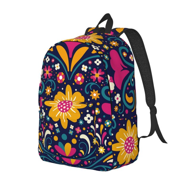 Fotbe Cinco De Mayo Floral Mochila de Lona con Estampado, Mochila Duradera, Mochila Versátil de Alta Calidad, Mochila Compacta Vintage-Medium