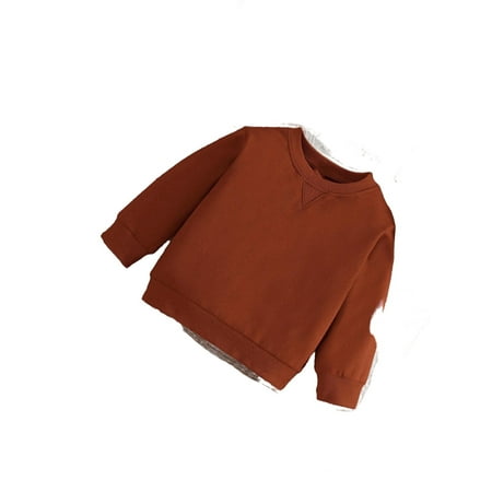 

Solid Round Neck Pullovers Long Sleeve Rust Brown Baby Sweatshirts (Baby s)