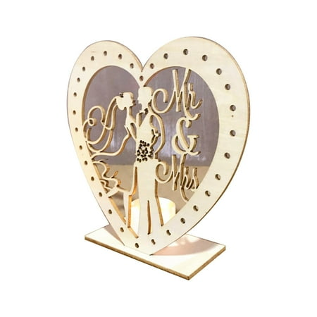 

HeroNeo Wedding Wooden Ornaments MR&MRS Heart-Shape Romantic Pendant Plate With LED Ligh