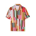 thumbnail image 5 of Lars Amadeus Men's Striped Short Sleeves Shirts Button Down Print Hawaiian Shirt, 5 of 6
