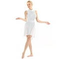 thumbnail image 3 of MSemis Women's Shiny Sequined Halter Neck Asymmetrical Mesh Tulle Ballet Dance Dress, 3 of 6