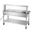 thumbnail image 6 of KFFKFF Professional Food Heating Unit, Electric Steam Table with 5 Trays + 2 Sauce Pots, 1800W Catering Grade Food Heating System with Protective Shield, Undershelf Wheels, and Stainless Steel Body, 6 of 9