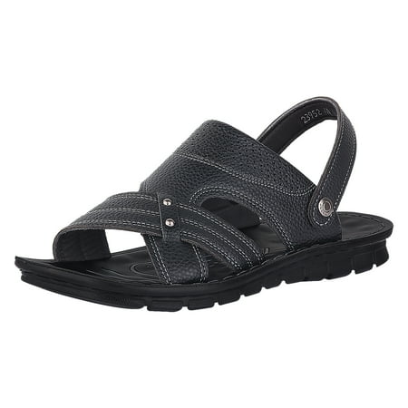

Cathalem Men Summer Two Wear Buckle Strap Casual Open Toe Flat Soft Bottom Breathable Shoes Sandals Black 43