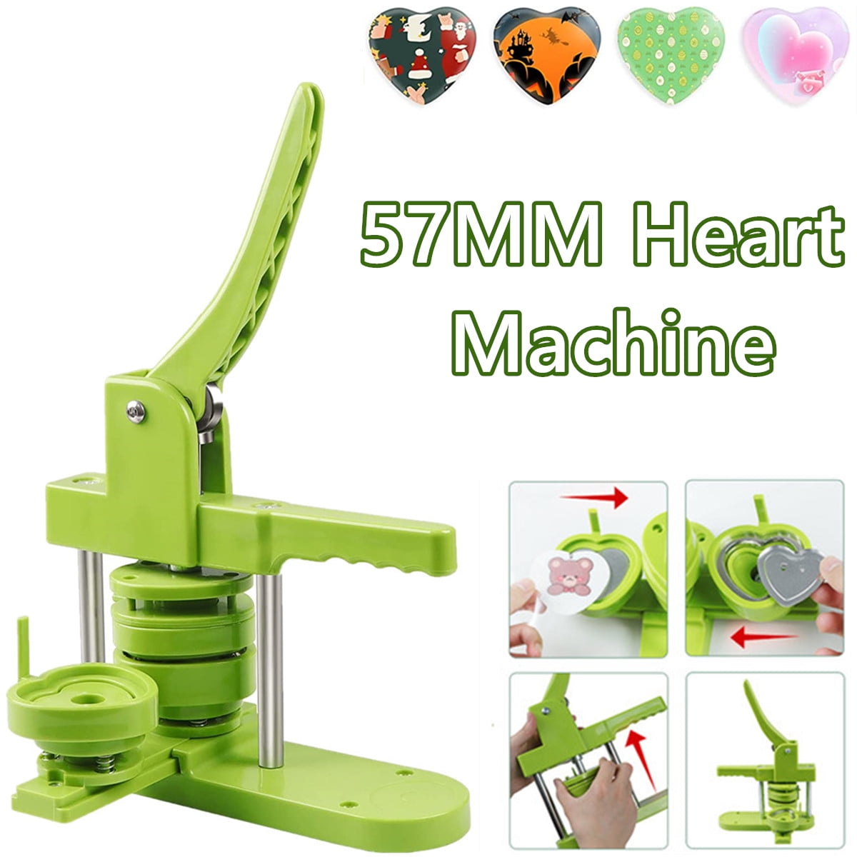 Heart-Shaped Button Badge Maker Machine 57MM DIY Pin Badge Maker Press Machine ,Beginner-Friendly