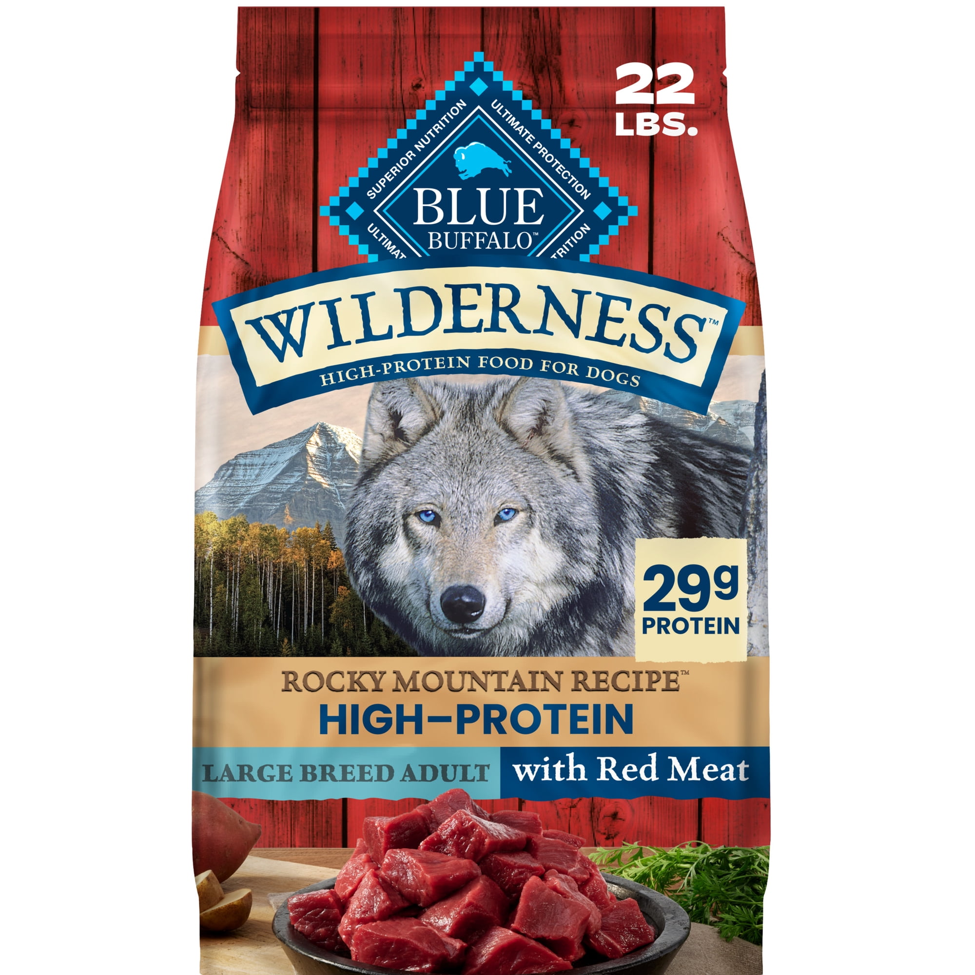 Blue Buffalo Rocky Mountain Red Meat Large Adult Dry Dog Food, 22lb Bag