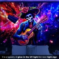 thumbnail image 4 of Y YUNHSOM Blacklight Skeleton Musician Tapestry UV Reactive Fantasy Wall Tapestry for Bedroom Living Room Wall Decor(70" x 90"), 4 of 8