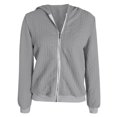 thumbnail image 4 of Womens Cardigan Sweaters Fall Long Sleeve Knit Sweater Front Zipper Coat Grey M, 4 of 5