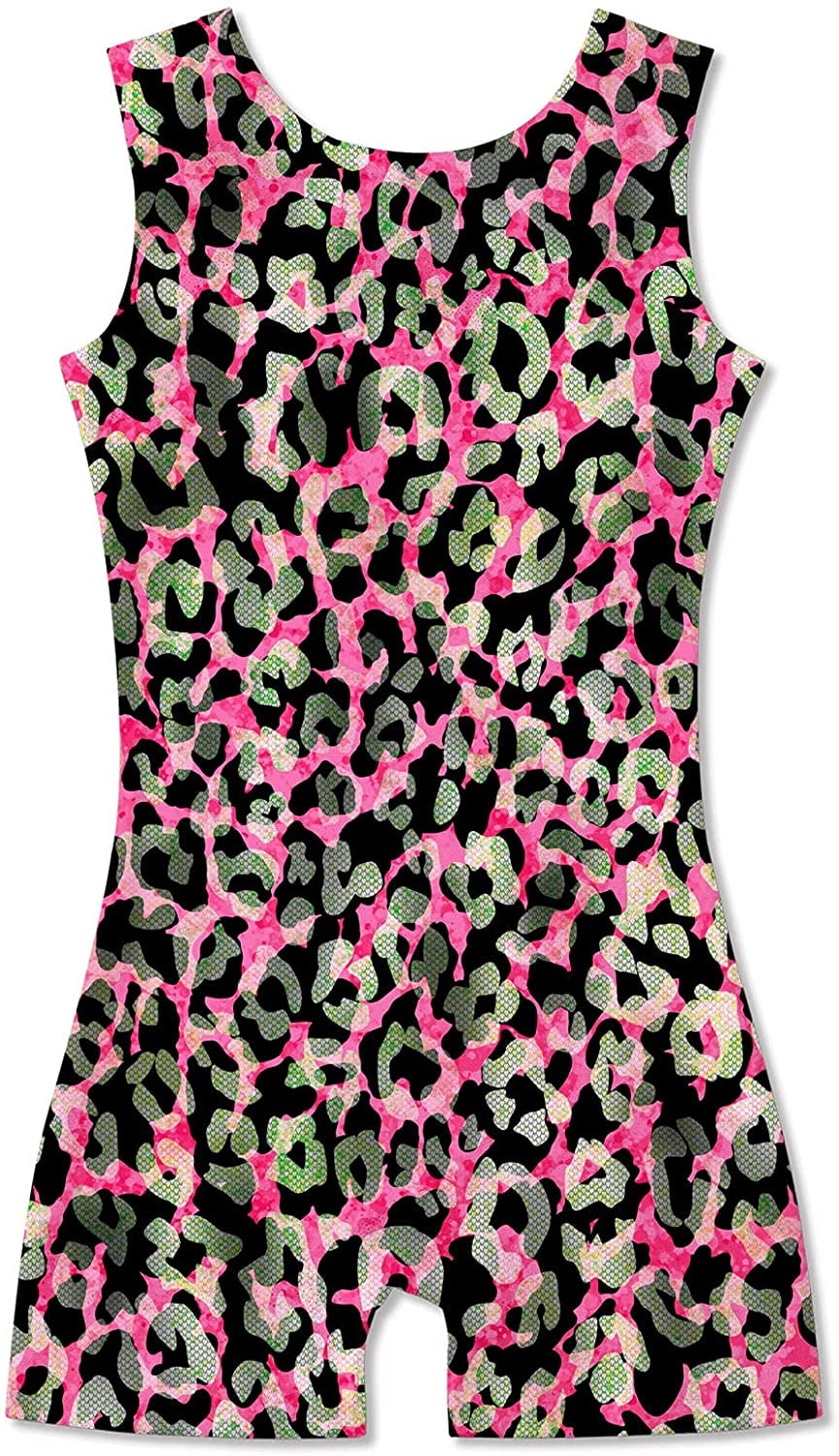 Little Girls Gymnastics Leotard with Shorts 3D Graphic Sparkly Dance
