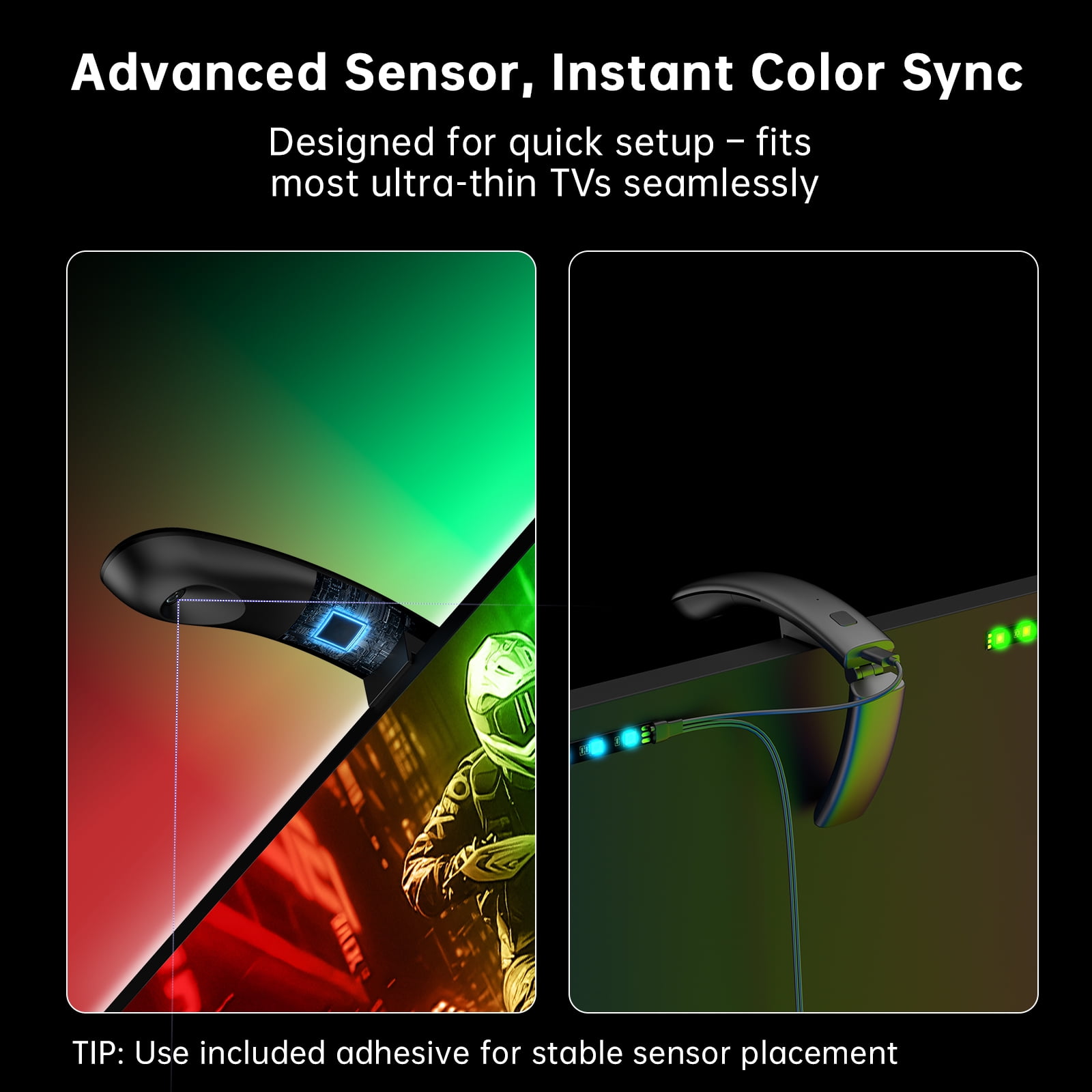 Froura TV LED Backlight Strip for 55-65” TVs and PC,14.76 FT Cuttable Rgb Strip with Smart Screen Sync Sensor, App Control, Music Mode ,Color Changing Lights that Sync with TV for Movies,Gaming