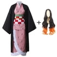 thumbnail image 1 of Anime Demon Slayer Cosplay Kamado Nezuko Cosplay disfraz Kimono peluca diente boca traje Halloween disfraz carnaval fiesta adultos niños Gao Jinjia LED, 1 of 2