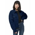 thumbnail image 5 of Women Casual Corduroy Button Down Long Sleeve Short Crop Jacket Coat, Indigo Blue, Medium, 5 of 6