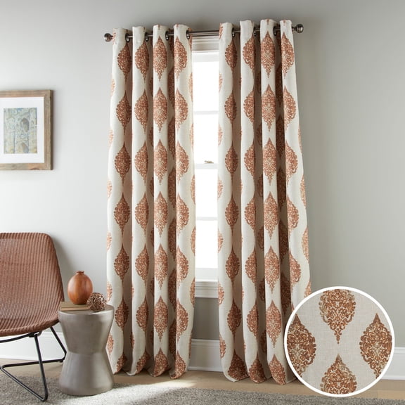 Nanshing Grand Avenue Miriam Faux Linen Blackout Thermal Grommet Curtain - 52 x 84"