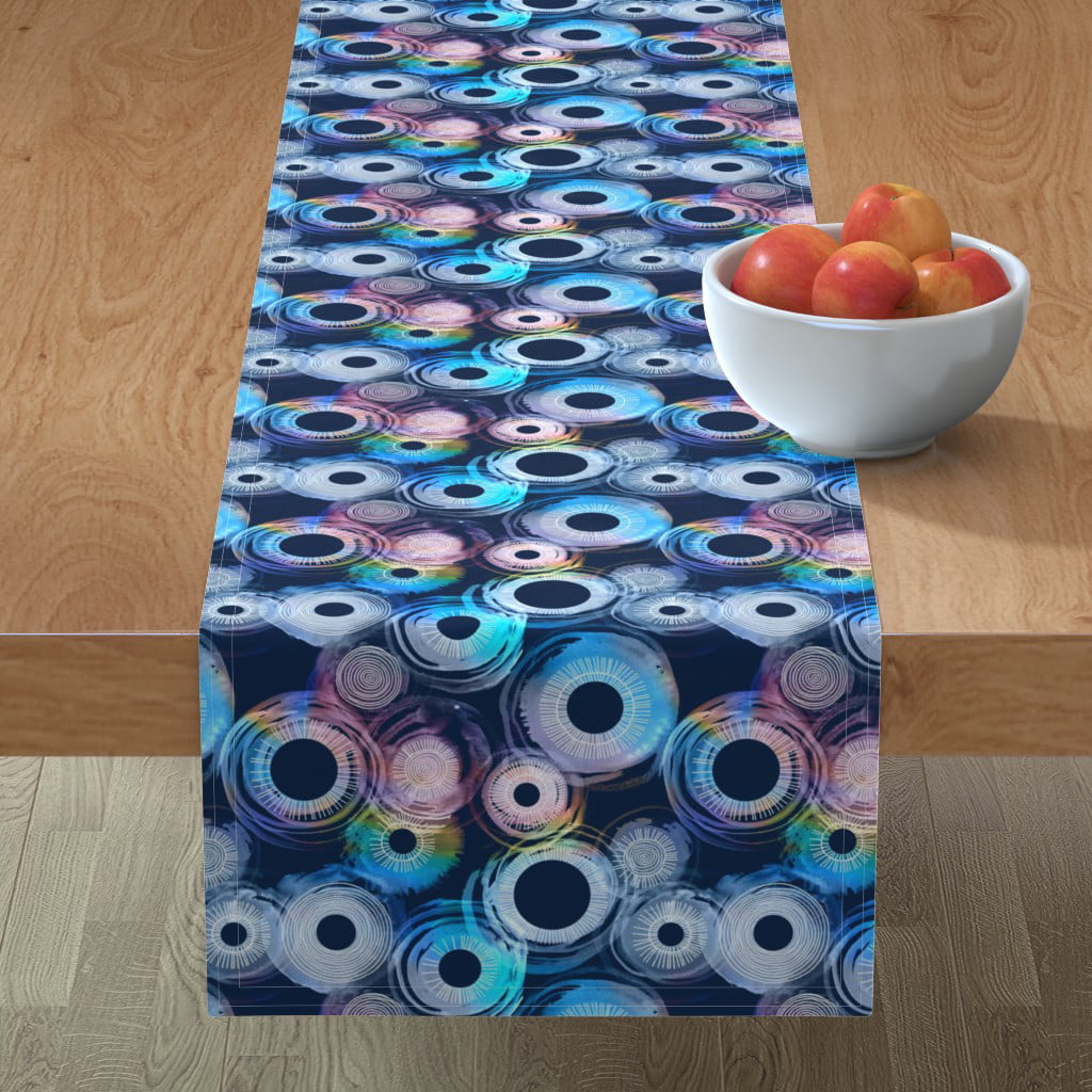 Table Runner Geometric Black And White Watercolor Stripe Abstract Cotton Sateen 