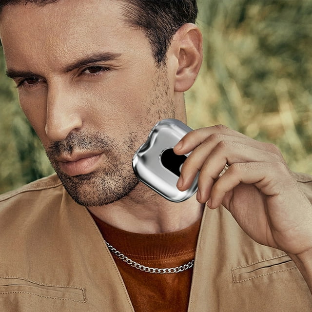Herunwer Mini Coupe-Barbe Électrique, Tondeuse Portable Légère Rechargeable par USB avec Écran LED, Conception Lavable
