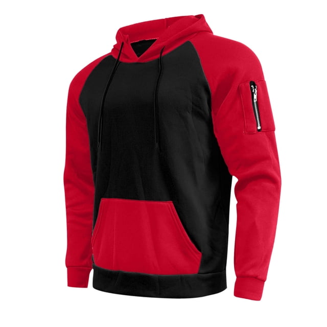 vdgthytj Mens Fleece Sweatshirt Casual Long Sleeve Hooded Tops Trendy Color Block Sweaters with Pockets