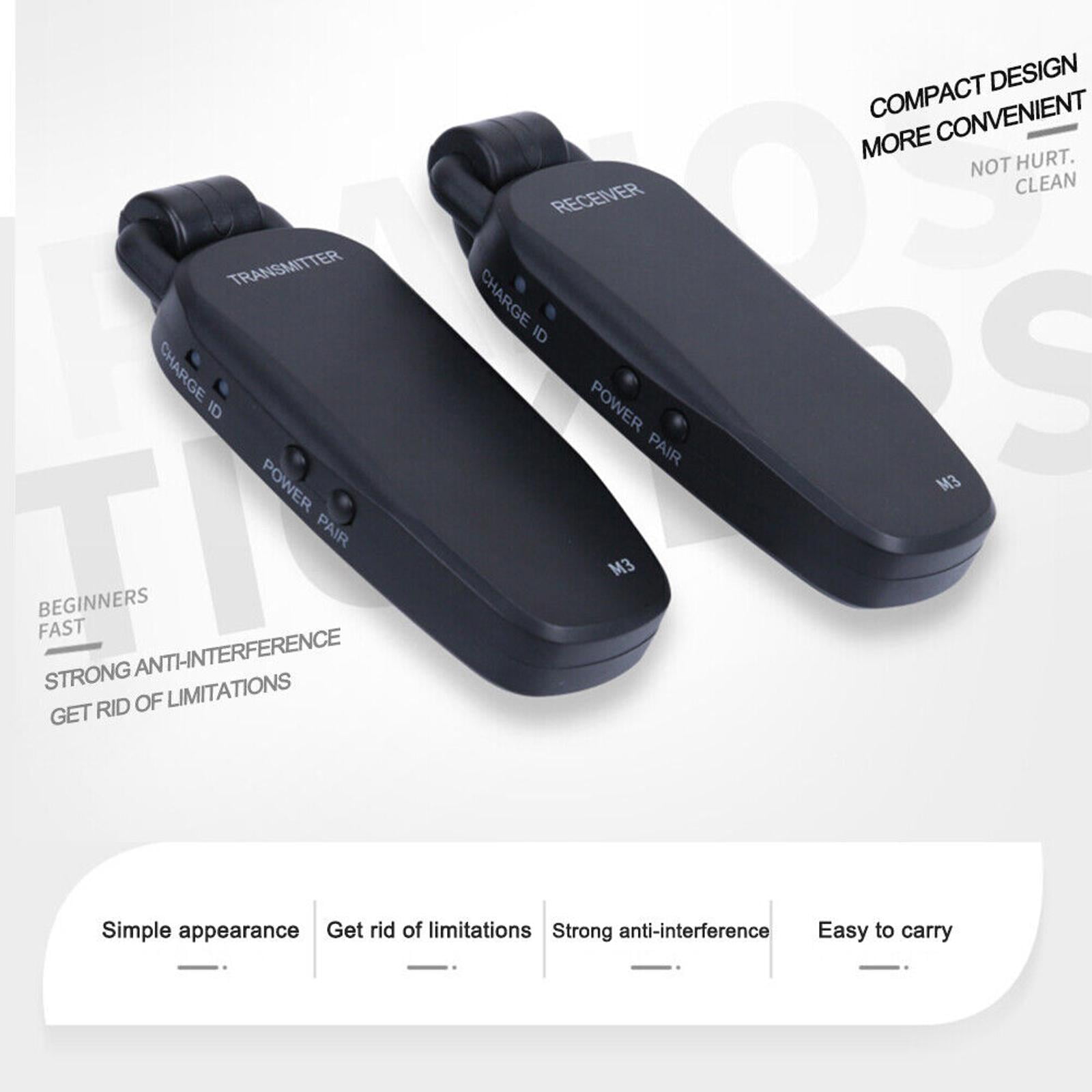 JIAHAOO M3 Guitar Wireless System Transmitter Receiver 50m Range 6.35mm Rotatable Interface Electric Guitars Distortion Free