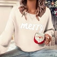 thumbnail image 5 of Christmas Sweater for Women New Crew Neck Long Sleeved Pullover for Relaxed Fit Lightweight Sweaters for Women Beige S, 5 of 9