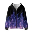 thumbnail image 4 of Uorisanigo Boys & Girls Zip Up Hoodie Long Sleeve Purple Fire Print Hooded Sweatshirts with Kangaroo Pockets Soft Oversized Pullover Shirts Tops Fall Winter Clothing, 4 of 8