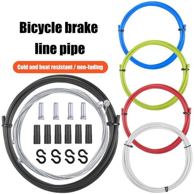 Mountain Bike Brake Cable Set S-shaped Hook Outer Tube Inner Cable Bright Colors Temperature Resistant Replacement Universal Tear-resistant Road Bike Brake Cable Set Bicycle Accessories