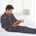 thumbnail image 4 of Mens Pajamas Set, red starfish crab Button Down Long Sleeve Loungewear Sleepwear Pjs sets for Men, 4 of 5