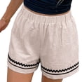 thumbnail image 2 of WPPGONE Womens Casual Shorts High Waisted Elastic Wide Leg Straight Scalloped Spliced Baggy Fit Bottoms Summer Fashion Daily Vacation Shorts, 2 of 7
