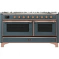 thumbnail image 2 of ILVE Majestic II 60" LP Glass Door/Griddle Metal Range in Blue Gray/Copper, 2 of 3