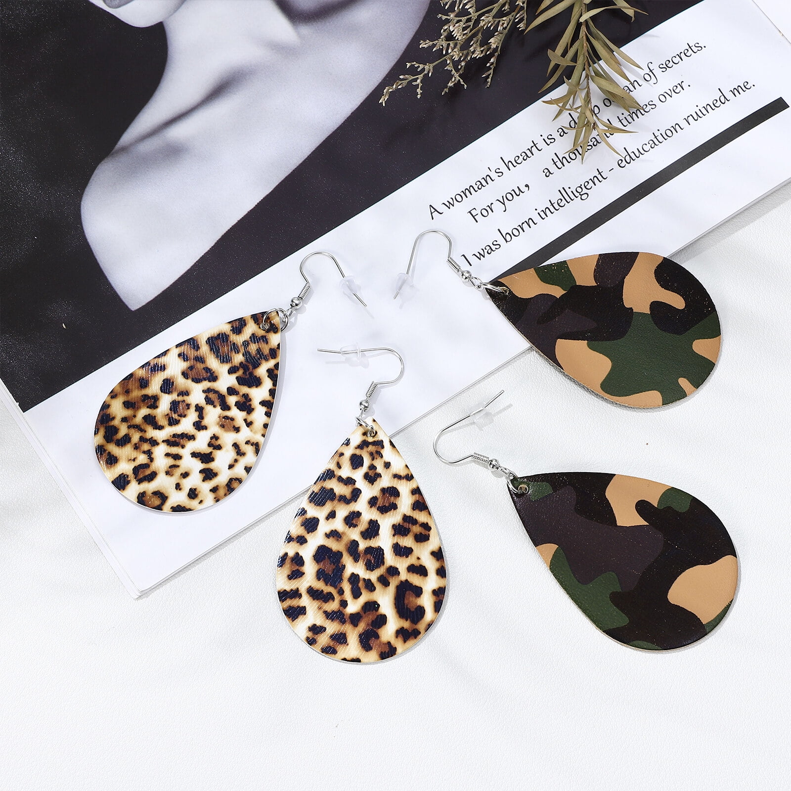 Forest Teardrop Leather Earrings – Colladay Leather