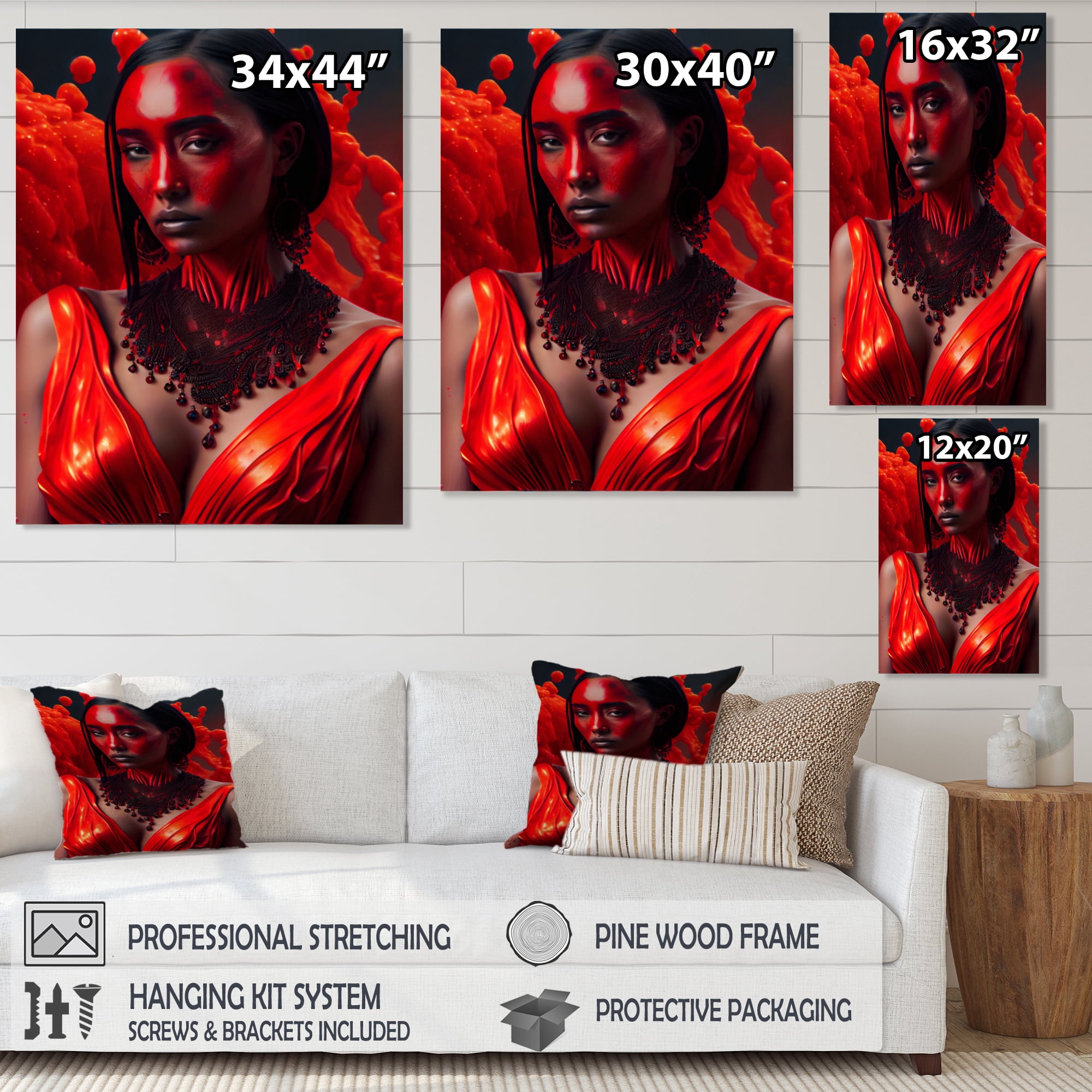 Designart Volcano Queen Woman Portrait III Canvas Wall Art