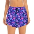 thumbnail image 2 of Rateoe blue Skull purple flower1 Printed 2 in 1 Women's Workout Shorts for Athletic Gym Running Shorts with Phone Pockets-XX-Large, 2 of 7