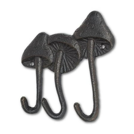 Abbott Collection AB-27-FOUNDRY-2046 6 in. Mushroom Triple Wall Hook, Black & Brown