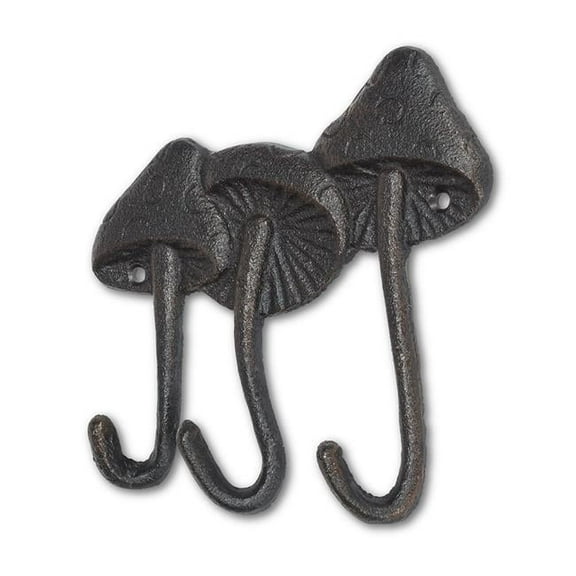 Abbott Collection AB-27-FOUNDRY-2046 6 in. Mushroom Triple Wall Hook, Black & Brown
