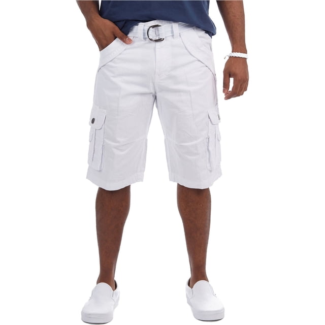 XRAY Mens Belted Double Pocket Casual Cargo Shorts, white, 40