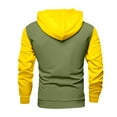 thumbnail image 4 of QHRMKOG Men's Pullover Hoodies Casual Color Block Hooded Sweatshirts Loose Fit Long Sleeve Drawstring Hoodies Autumn Warm Tops with Pockets Yellow 2XL, 4 of 5