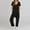 Black, variant on Womens Overalls Casual Loose Short Sleeve Long Trousers Solid Jumpsuit With 2 Pockets Overalls for Women Jumpsuits with Train Suits for Women Juniors Jumpsuits Formal J Jumpsuit Flounce Jumpsuit