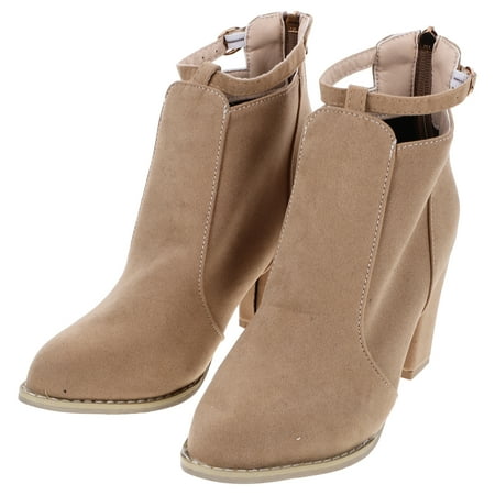 1 Pair Elegant Booties Fashion Women High Heels Short Boots Casual Winter Autumn Shoes for Female Ladies - Apricot (38 Size)