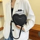 thumbnail image 4 of Bolso de moda para mujer Bolso de corazón para mujer Bolsos de mano Bolso de cuero PU (Negro), 4 of 8