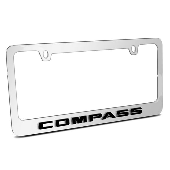Jeep Compass in 3D American-Made Mirror Chrome Metal License Plate Frame