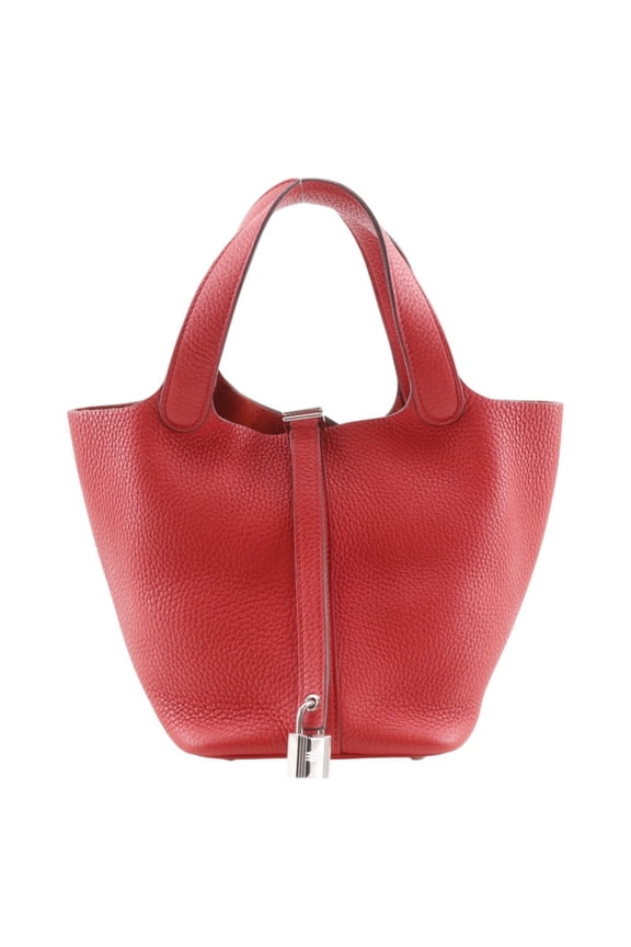Pre-Owned Hermes Picotin Lock 18 PM Handbag, Taurillon Clemence Leather, 2019 Model, Red,...