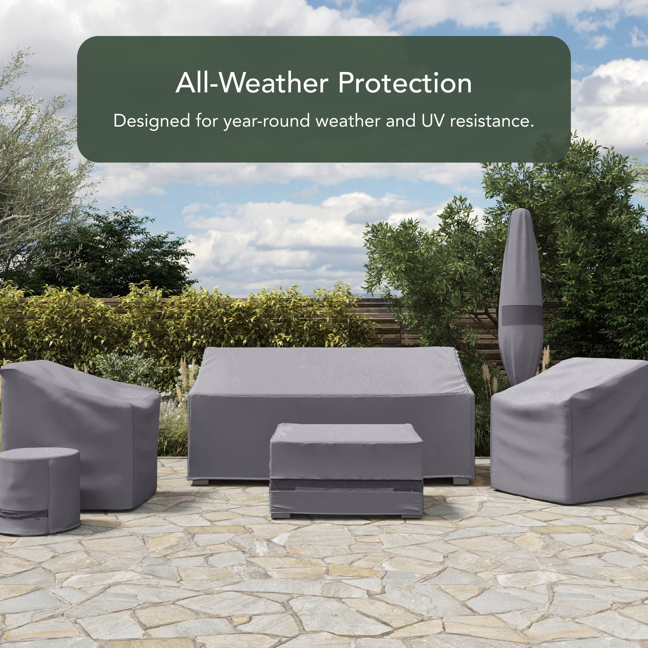 Covermates Outdoor Patio Umbrella Cover, 12'-13' Market Umbrellas, Weatherproof, Heavy-Duty