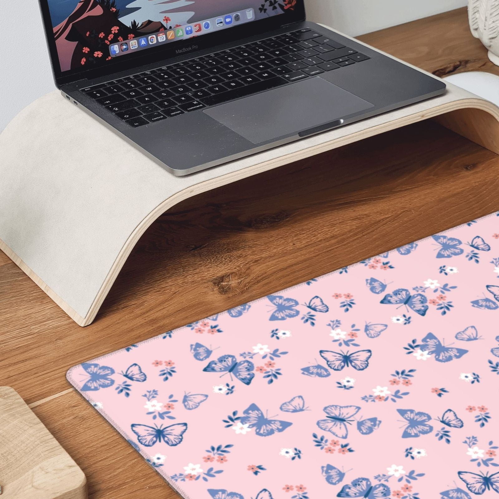 Rateoe Butterfly Print Mouse Pad - Extended Large Gaming Mousepad,Non-Slip Stitched Edge,16x29.5 Inch