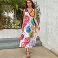 thumbnail image 3 of Candy Pattern Rainbow Lollipop Womens Night Club Maxi Dress V Neck Sleeveless Bohemia Long Dresses, 3 of 9