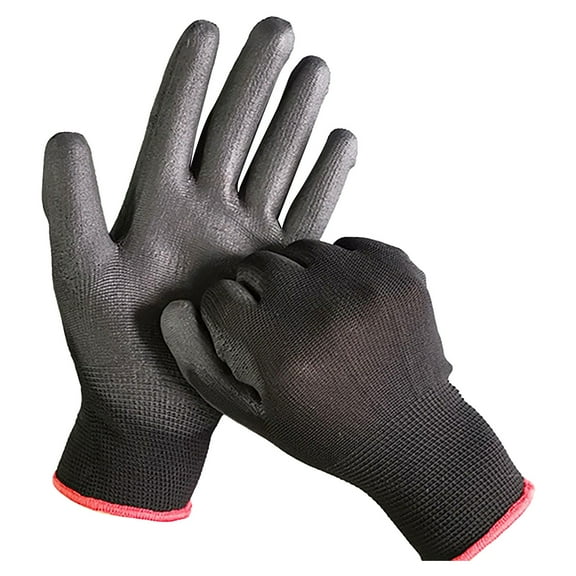 CMrtew 12 Pairs Lightweight Nitrile Coated Grip Work Gloves Black,Seamless Knit, Protective Safety Work Gloves with Good Grip for General Work,Black