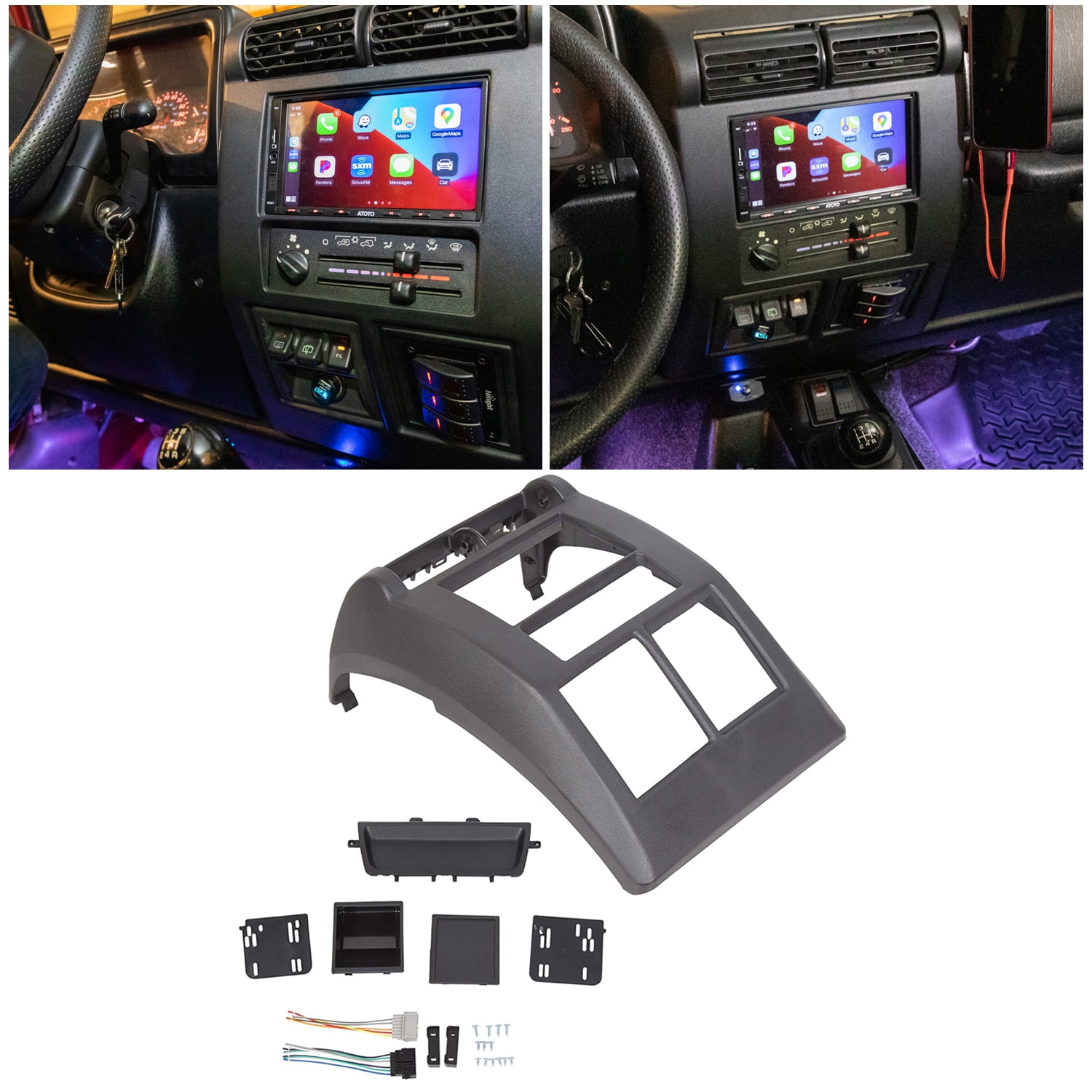 Kojem Compatible with 1997-2002 Jeep Wrangler TJ Double Din Radio Stereo  Install Dash Kit 