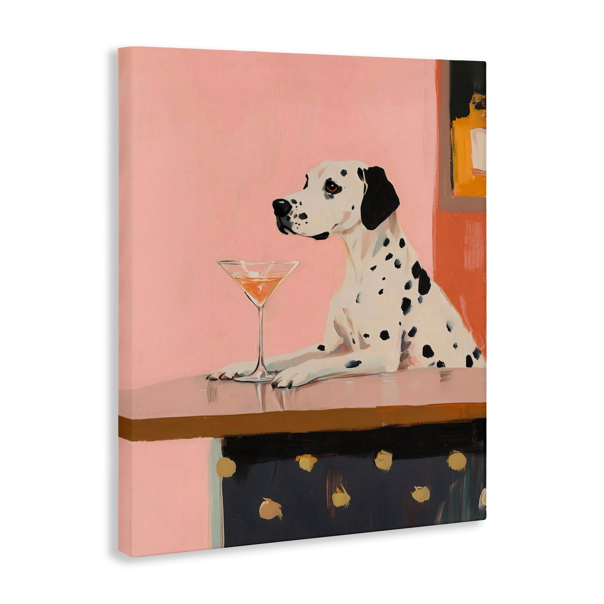 Stupell Industries Dalmatian at Cocktail Bar Canvas Wall Art, design by The Prints Vibe