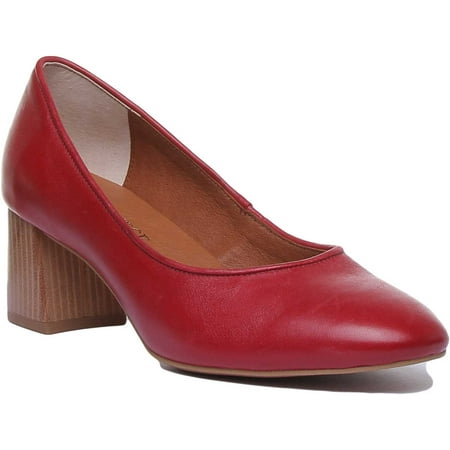 

JUSTINREESS 7400 Women s Block Heel Leather Ballet Shoes In Red Size 6