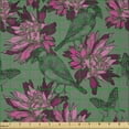 thumbnail image 2 of Ambesonne Floral Fabric by the Yard Microfiber, Birds Sketch Flowers Art, 2 Yards, Pink Laurel Green, 2 of 2